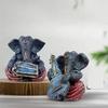 Musikalische Ganesha-Paar aus Kunstharz für Heimdekoration | Bringt Wohlstand - (Grau & Rot, 2er-Pack)