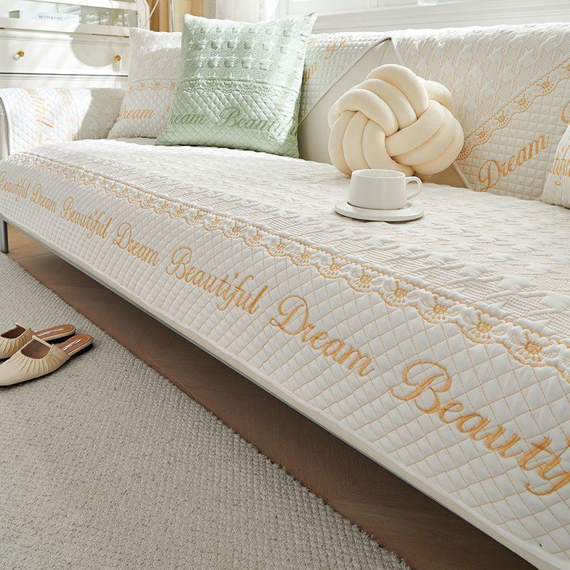 

Диванная подушка из чистого хлопка, не скатывающаяся, вышитая, 100% хлопковая ткань, нескользящая подушка, маленькое полотенце для дивана в свежем стиле 70*70cm