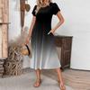 Women's Casual Fashion Round Neck Printed Short Sleeve Pocket Dress