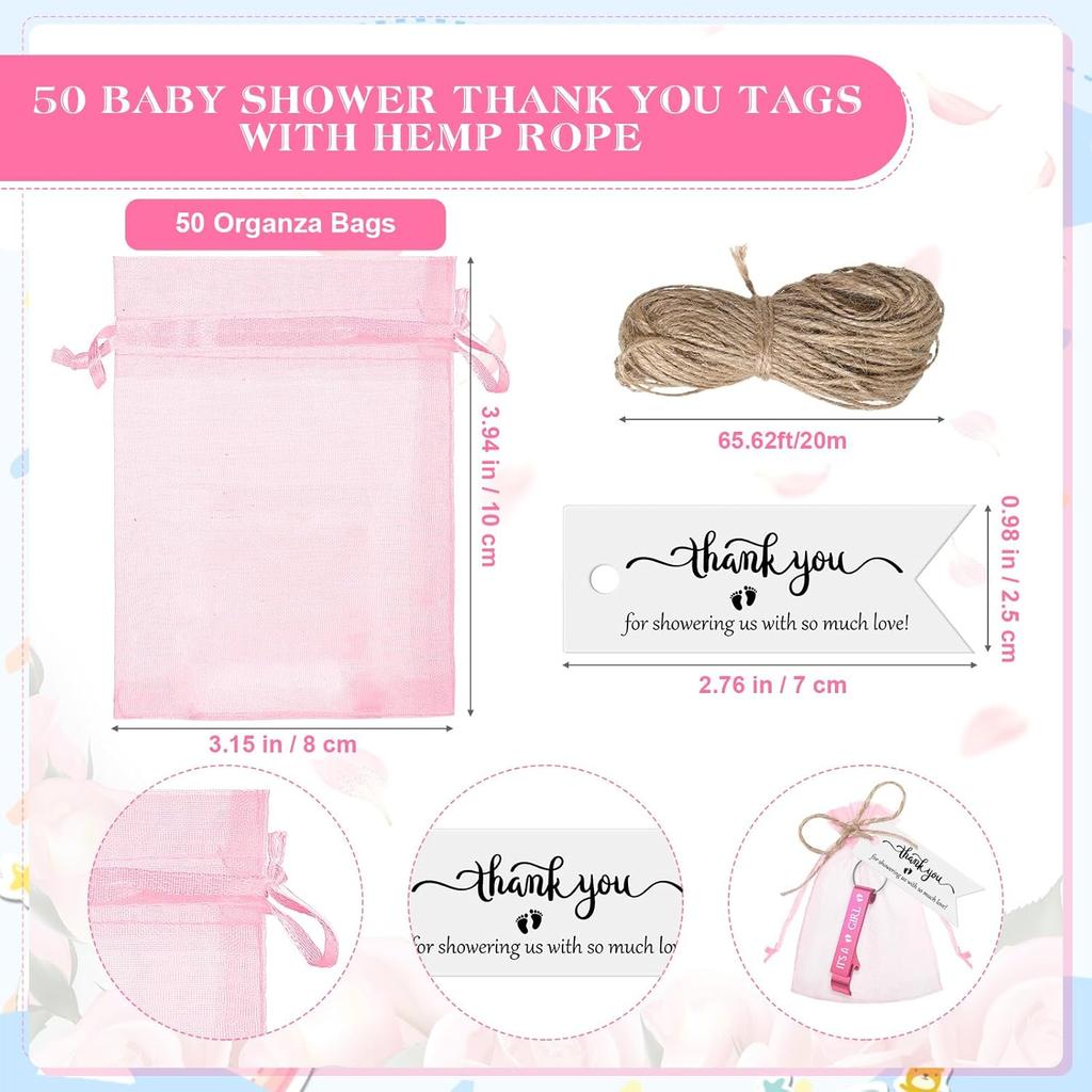 Maxcheck 50 Sets Baby Shower Bottle Opener Favors for Guest Includes It's a Girl Keychain Pink Bottle Opener Aluminum Keychain Baby Shower Thank You