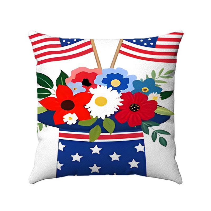 Independence Day Stars And Stripes Digital Printing Short Plush Pillow Covers For Car Sofa Office Cushion Cover Home Goods