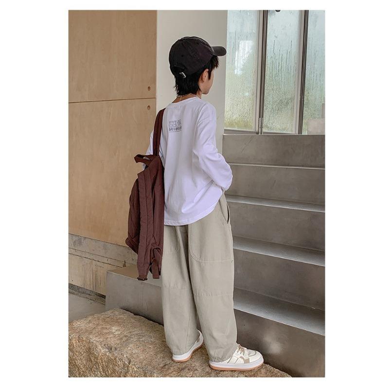 Pantalones Largos Cargo Casuales Lisos Sueltos para Niños
