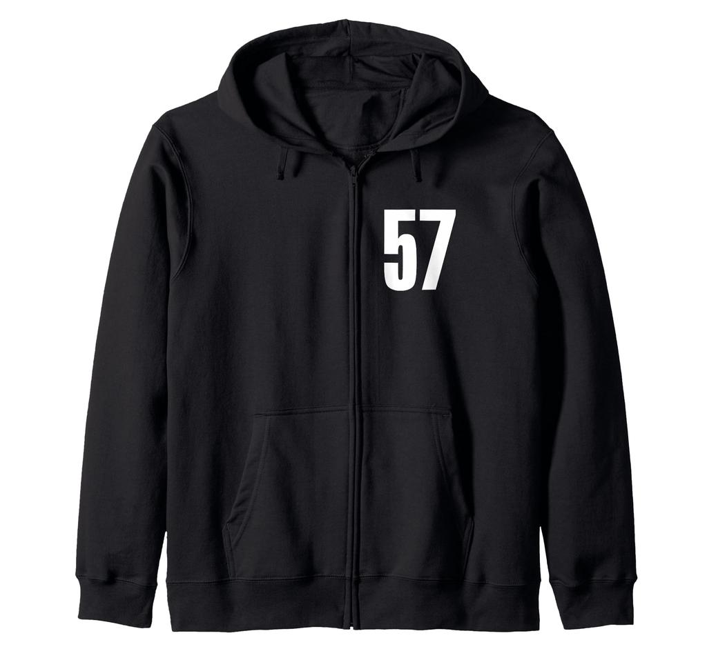Number Fifty Seven #57 Sports Team Uniform Birthday 57 Zip Hoodie