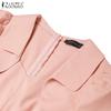 ZANZEA Damen Casual Sommerkleid mit quadratischem Ausschnitt, kurzen Ärmeln und A-Linien-Schnitt