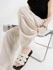 Women's High-Waisted Wide-Leg Linen Pants - Summer 2026 Collection, Loose Fit, Tencel Cotton Blend, Floor-Length