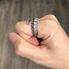 Adjustable Open Ring Men Women Sterling Geometric Vintage-Inspired Centipede Design Statement