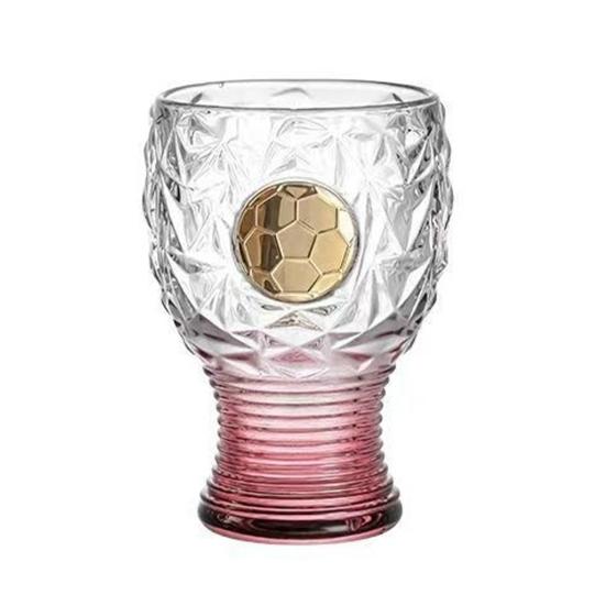 Yousheng Soccer Trophy Beer Glass, 400ml Capacity Tall Trophy Mug, Clear Glass Mug for Lager Craft Beer, Sports Fan Gift