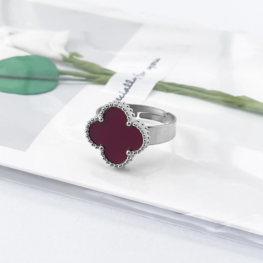New 15mm Large Fashion Clover Ring Adjustable Opening Ring Simple Personalized Ring