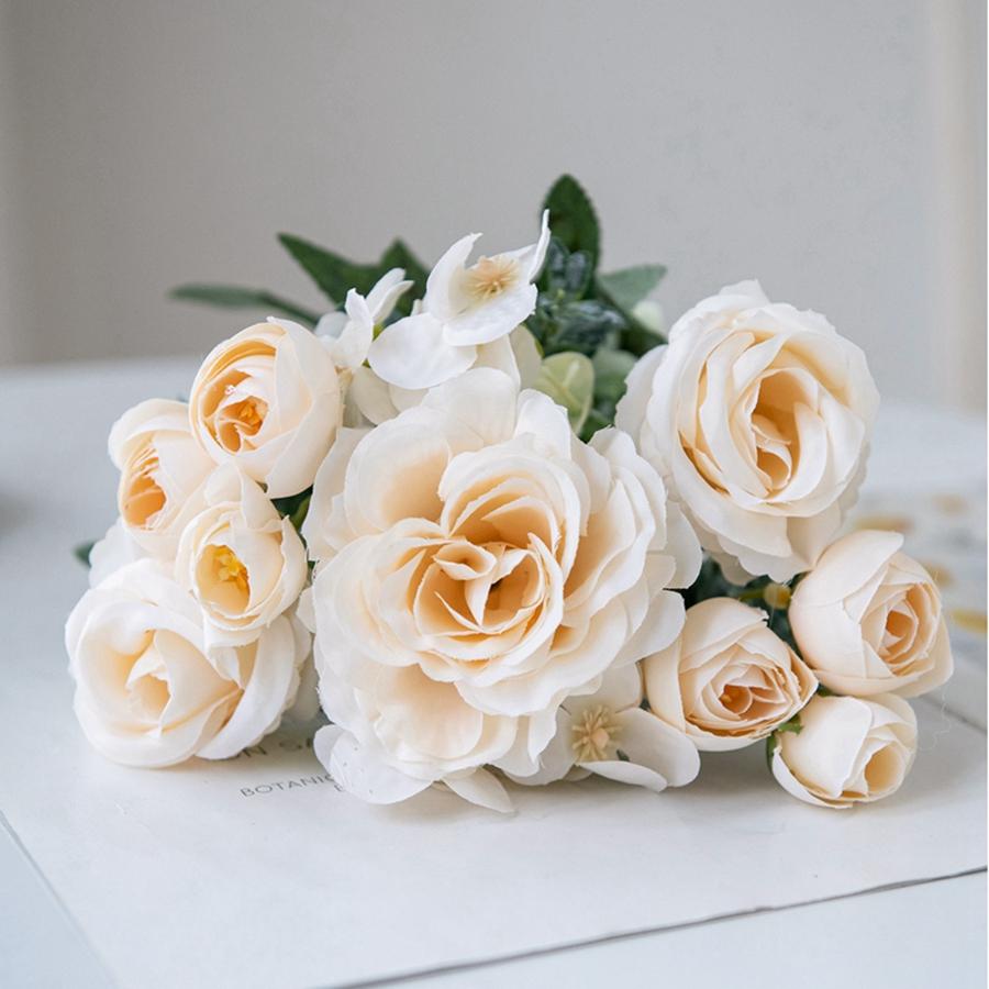 

Artificial Flowers High Quality Silk Rose Valentine Wreath Home Room Yard Brial Bouquet Accessory Wedding Outdoor Decor Diy Gift 1 pc белый