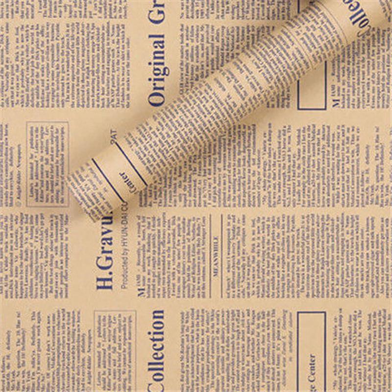 10Sheets Vintage English Newspaper Kraft Paper Brown Kraft Outer Wrapping Paper For Gifts Packaging Flower Wrapping Paper