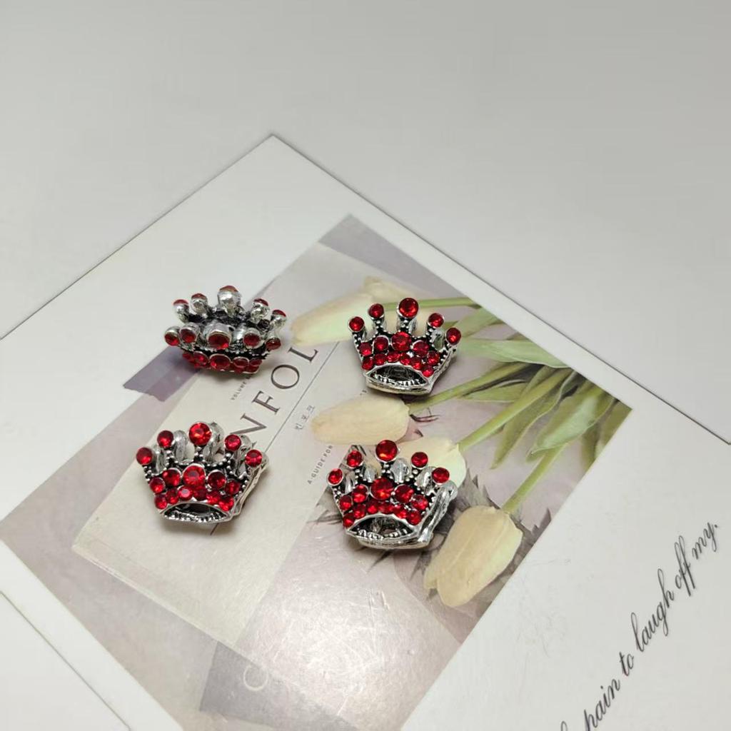 Electroplated Double-Sided Crystal Crown Pendant for Versatile DIY Jewelry