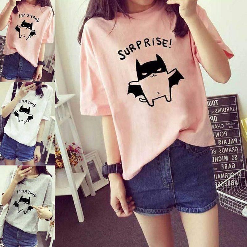 Trendy Summer Korean Style Women Short Sleeve T-shirt In Fashionable Loose Fit With Beautiful Print Designs Available In Multiple Sizes
