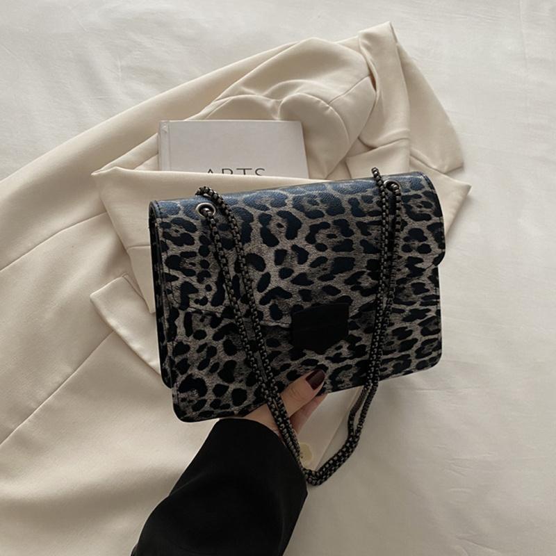 Small Square Handbag Tote Bag For Women Vintage Clutch Bag Leopard Pattern Crossbody Shoulder Bag Ladies Pu Leather Bag KTB