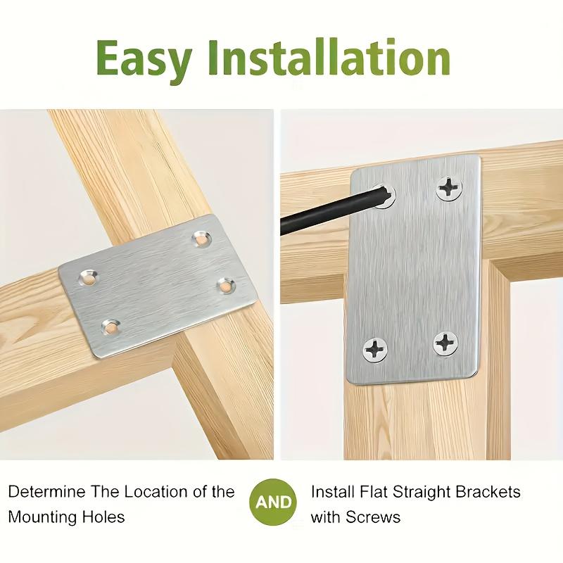 60-Piece Stainless Steel Plate Supports (with Screws) Durable Metal Supports for Furniture Wood Shelves And Cabinets
