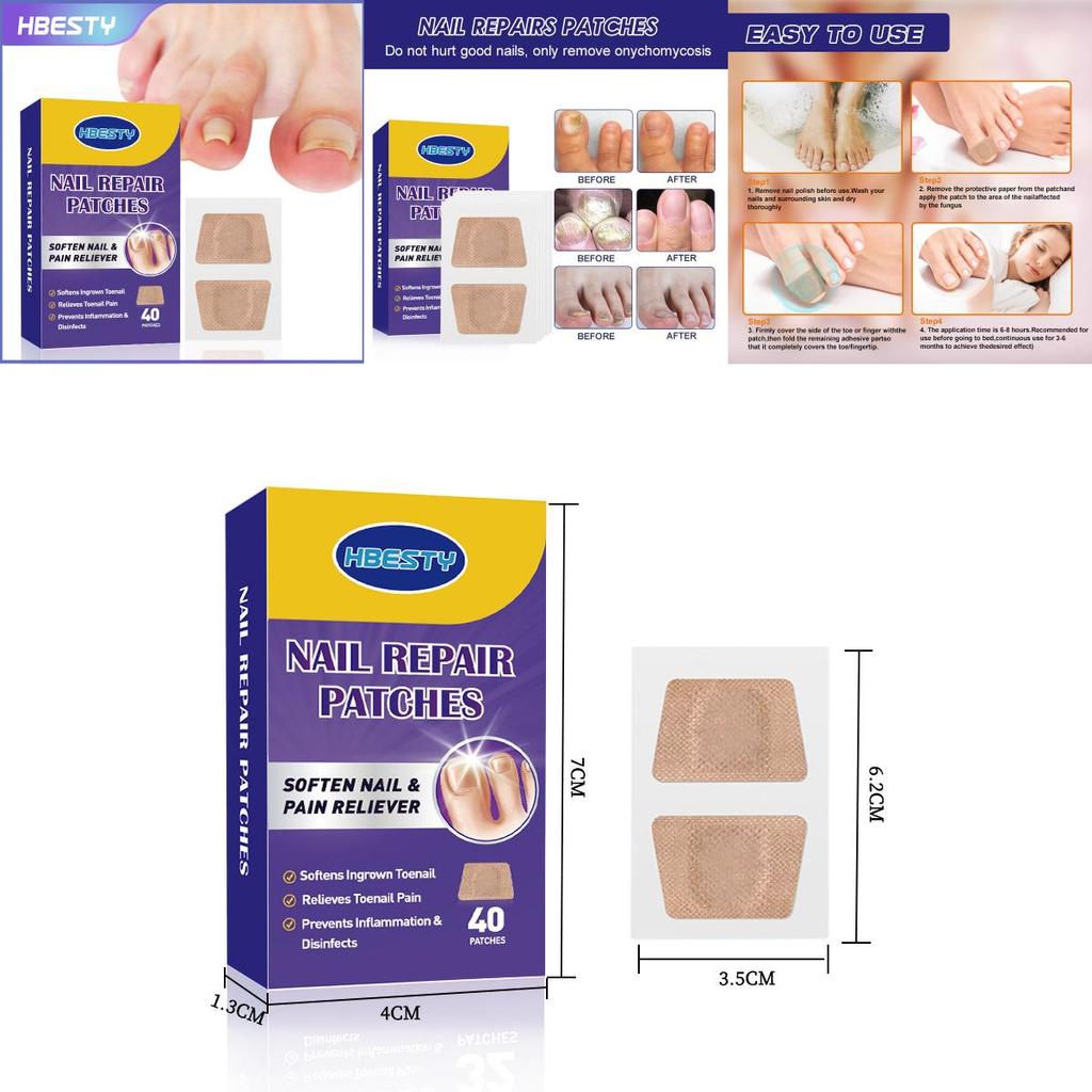 Hbesty Toenail Repair Patches For Damaged Soft Nails With Herbal Scented Comfort 40 Count