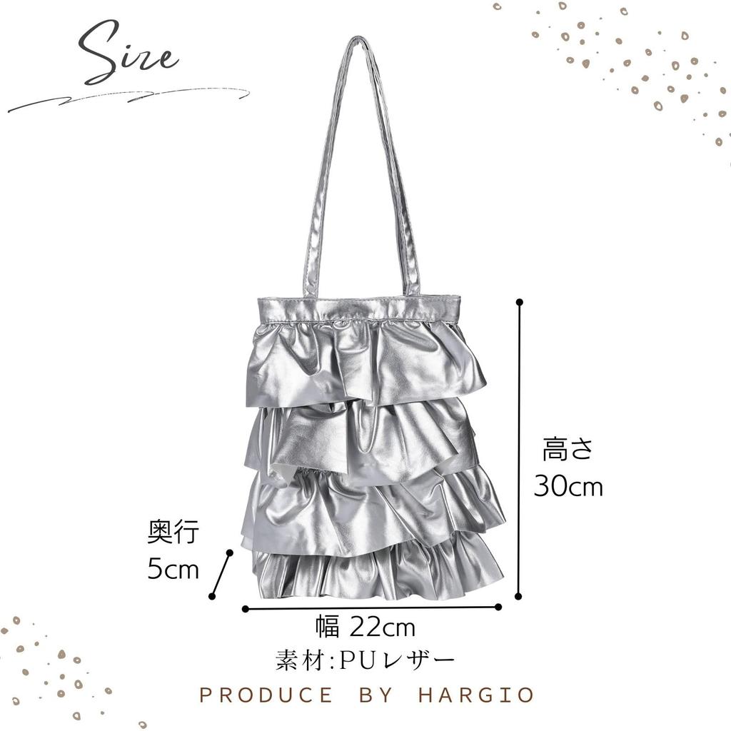 Harugio Frill Tote Bag, Frill Bag, Tiered Bag, Pleated Tote Bag, Shoulder Bag, Women's Handbag, Black, White, Silver, Korean Style, Stylish, Cute