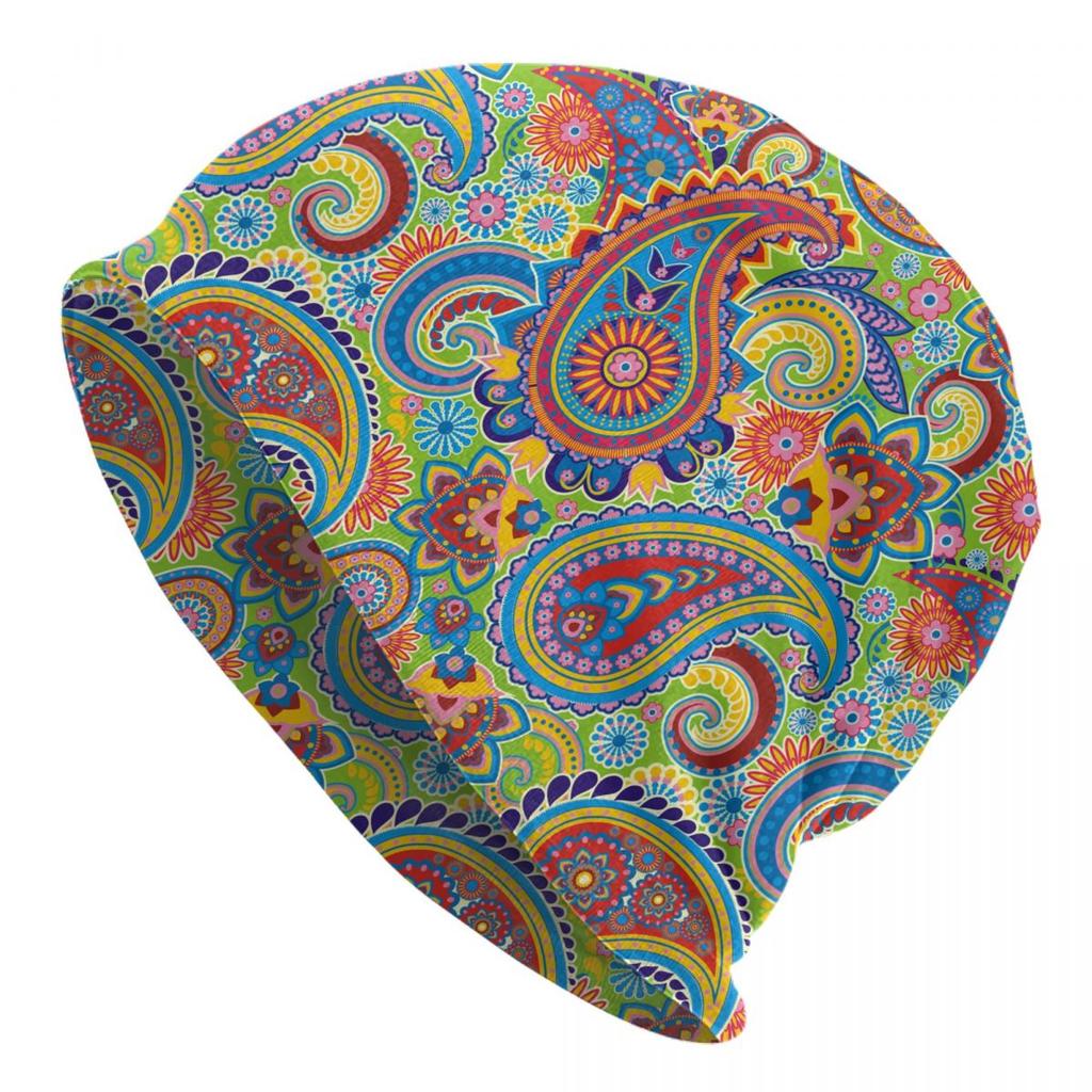 Custom Ethnic Bohemia Style Paisley Bandana Skullies Beanies Caps Streetwear Winter Warm Knitting Hat Adult Unisex Bonnet Hats