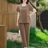 Completo da Donna Taglie Forti in 2 Pezzi, Top a Manica Corta e Pantaloni con Elastico in Vita (Taglia XL-5XL)