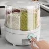 360 Degree Rotating Grain Dispenser Box PP Plastic Kitchen Storage Container for Rice and Beans White M