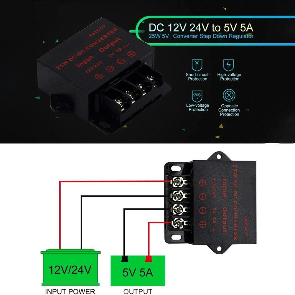 12V To 5V Converter 24V To 12V Step Down Regulator 24V To 5V DC-DC Reducer Suitable For Power Supply Of Various Devices