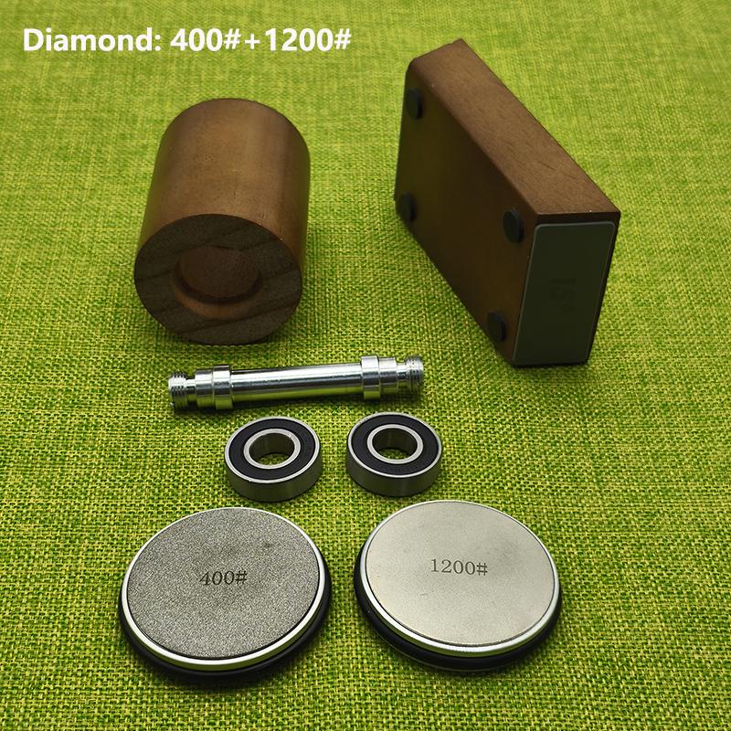 2-Angle Rolling Knife Sharpener 15/22° Roller Sharpeners Magnet Wooden base Diamond Grinder Set Woodwork Sharpening System