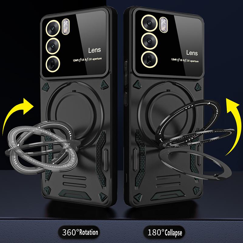 For OPPO Reno 12 Armor Shockproof Phone Case For Oppo Reno 12 Pro Anti-Fall Finger Ring Holder Magnetic Cover Capa Reno 12 Cases