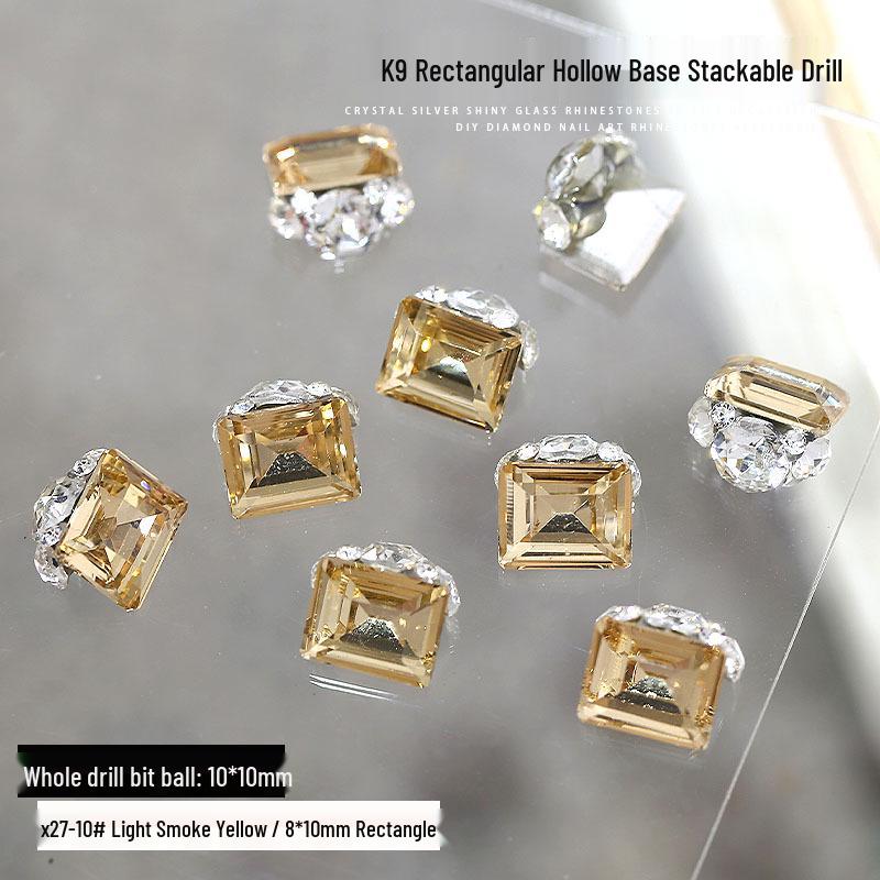 Flash K9 6mm Fat Square Rhinestones for Nail Art - Multi-faceted, No Base Holder, Wearable Nail Accessories