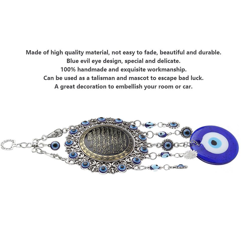 Islamic Blue Evil Eye Blessing Amulet Wall Vising Home Decor Protector Muslim