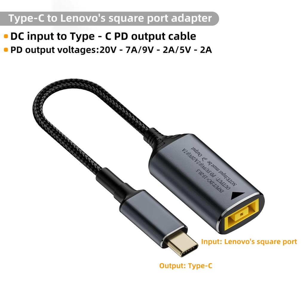 140W DC Square Plug Universal Laptop Charger To 5V 9V 20V USB-C Type-C PD Power Adapter Converter Fast Charging Cable Cord for