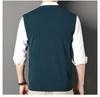 Men's Wool V-Neck Sleeveless Sweater - Solid Color Business Casual Knitwear for Spring and Autumn