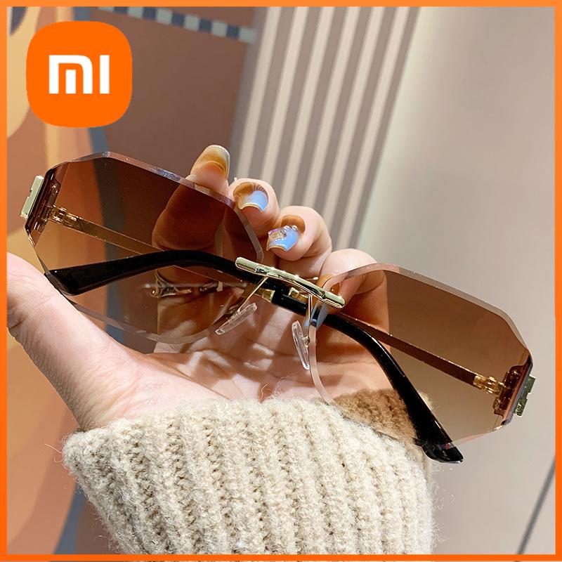 Xiaomi Mi New Metal Sunglasses Women's Frameless Curved Fashion Sunglasses High-end Trendy Small Frame Sunglasses 90322