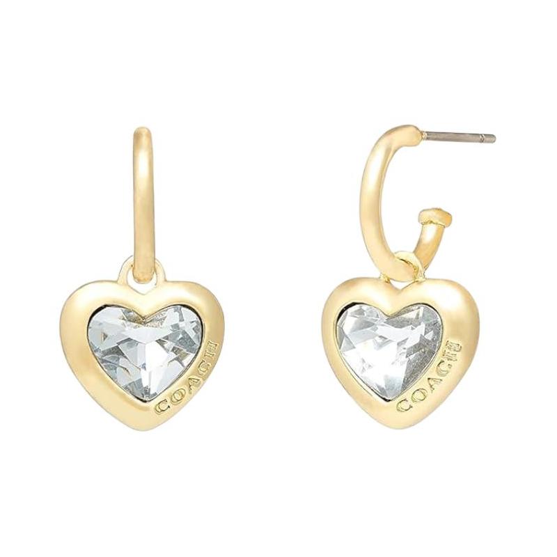 COACH engraved details brass earrings women s gold