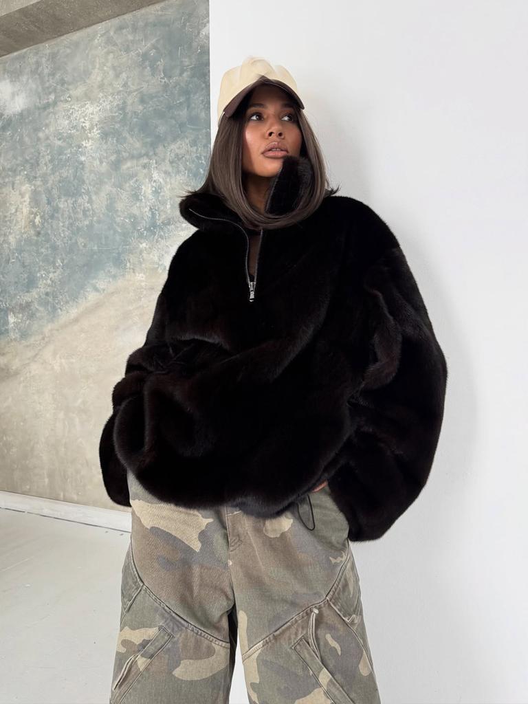 Popular personalized imitation mink fur jacket environmentally friendly artificial fur new women's clothing pullover plush top