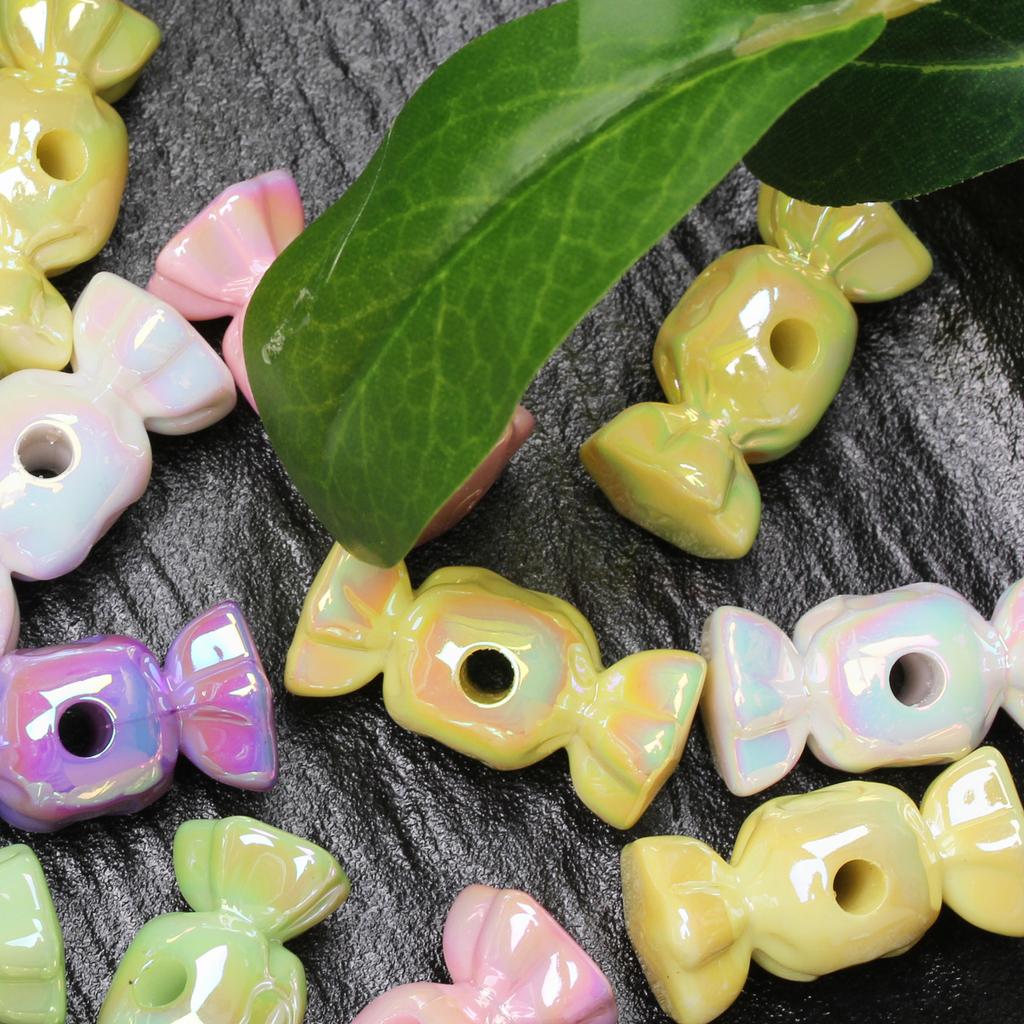 DIY Perlenzubehör Handwerk 10 Stück Bonbonperlen Handgefertigte Materialanhänger DIY Schmuckherstellung Acryl für Halsketten Ohrringe mit Loch 13,2 mm * 28,7 mm