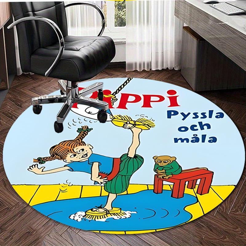 1pc Pippi Longstocking2 Design Printed Area Round Carpet for Bedroom Living Room Home Decor Rugs Mat Non Slip Mat Rug for Bedside