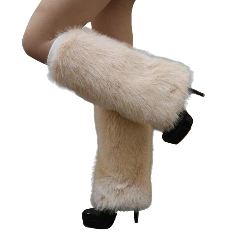 Elegant Soft Furry Leg Warmers Winter Accessory for Women Thermal Warm Fuzzy Plush Boot Cuffs Covers Leg Gaiters Socks