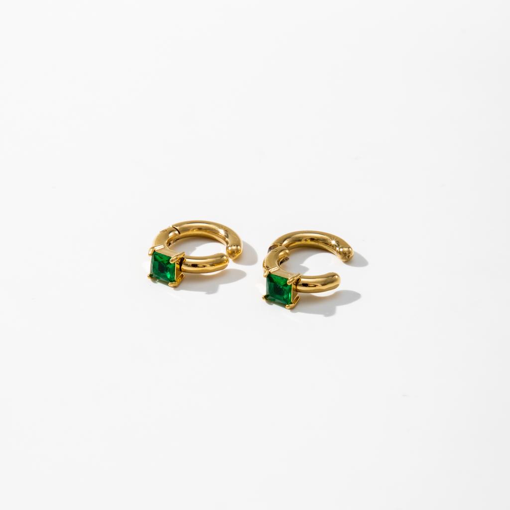 YF3652 Fashion Waterproof Jewelry Stainless Steel Ear Cuff 18K PVD Gold Plated Geometric Water Drop Zircon Clip on Earrings