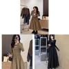 French Style Knit Spliced Long Dress With Hood For Elegant Autumn Women