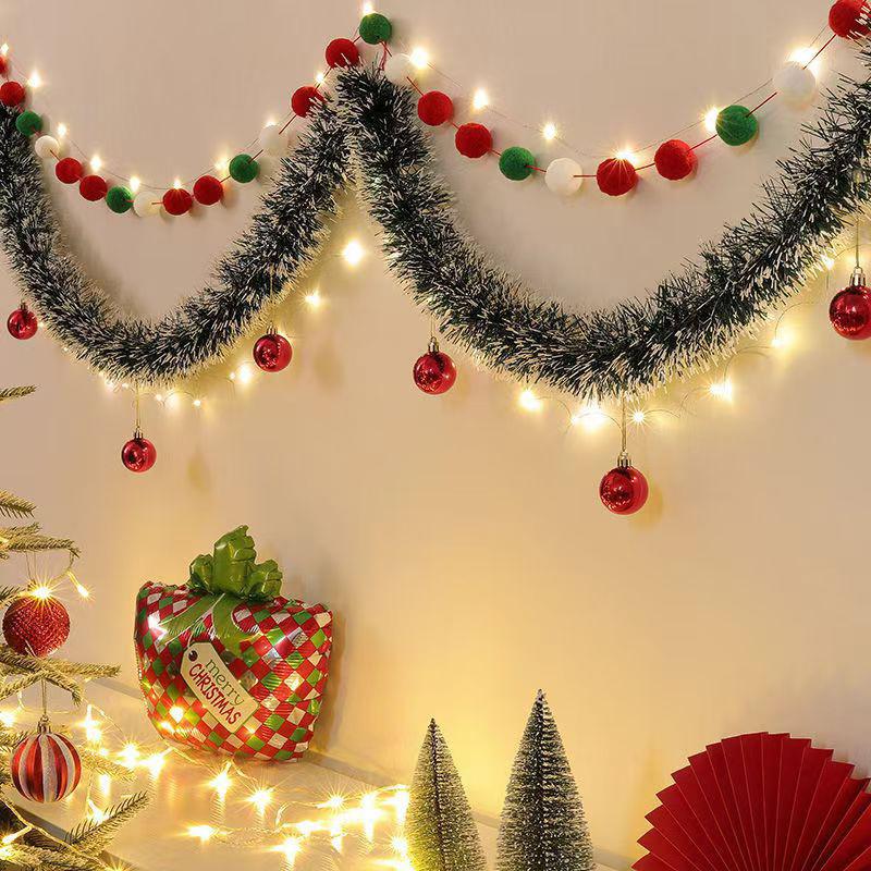 Christmas tree decoration 2M dark green white border bow hair strip mall ceiling background wall decoration color strip