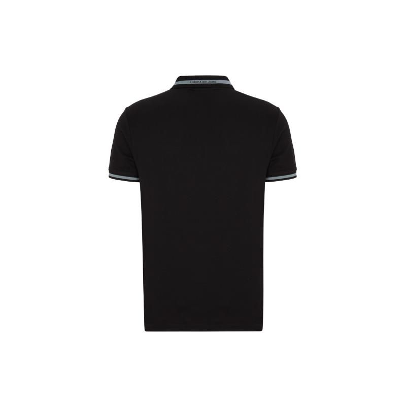 Calvin Klein Color Block Logo Jacquard Polo Shirt Men Tops Black J323200-BEH