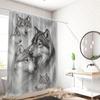 1 Stück Duschvorhang mit Wolfsmuster-Druck, Wasserdicht, Mit 12 Haken, Badezimmerduschen, Badewanne, Modische Heimnutzung