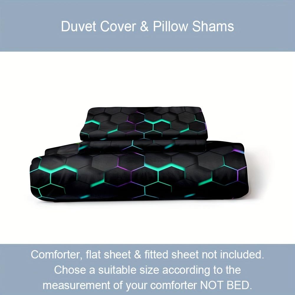 Soft and Comfortable Hexagon Print Duvet Cover Set for Bedroom and Guest Room - Includes 1 Duvet Cover and 2 Pillowcases