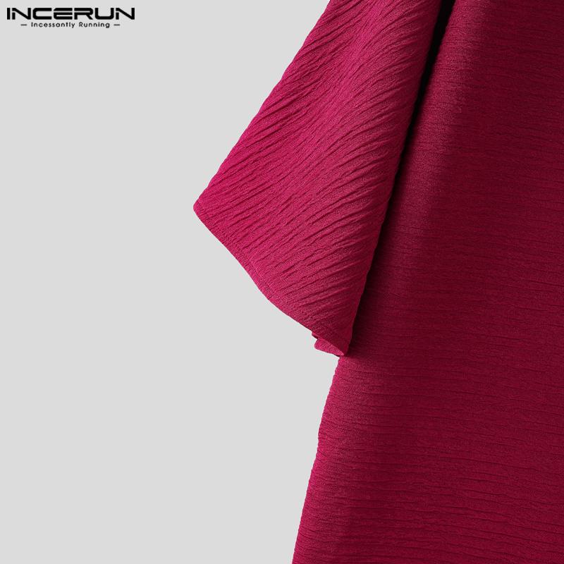 INCERUN Pánské kardigany a vesty s polovičním rukávem a stojáčkem, s nepravidelnou texturou