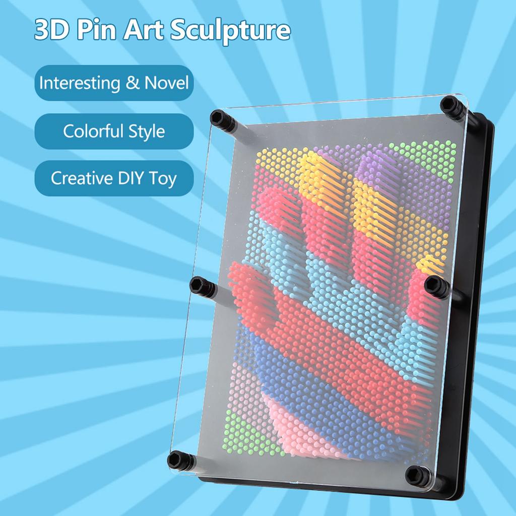 3D Pin Art Board Novel Pin Art Toy for Kids and Adult Gift (Black Large)