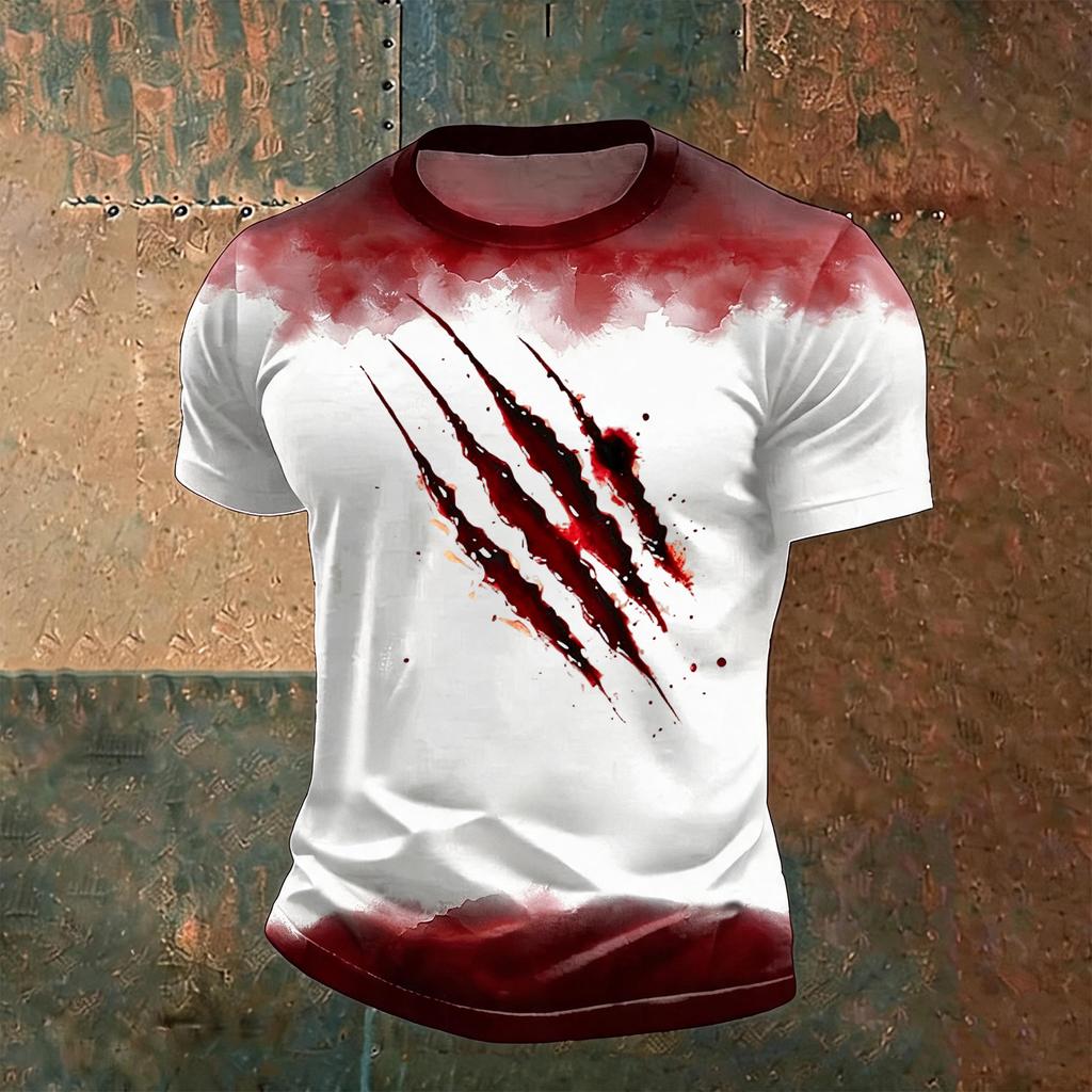 Men's Short Sleeve T-Shirt Round Neck Lightweight Breathable Halloween Print Casual Top
