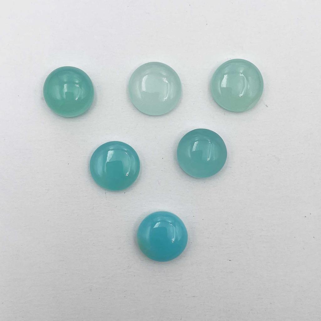 Natural Aqua Chalcedony Round Cabochon Loose Gemstone Lot 12 Pcs 14-15 MM 100 CT For Jewelry Making