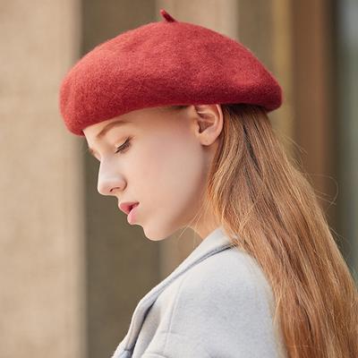 Woolen Hat Thickened Beret Lady British Painter Hat Bud Hat Solid Color Japanese Versatile