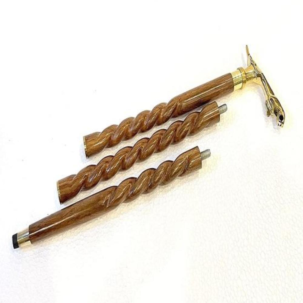 Wooden Walking Stick with Solid Brass Jaguar Head Handle – Handmade 93.98 Cm Cane Gift