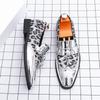 Fashion Designer New Men's Pointed Leopard Patchwork Tassel Brogues Oxford Shoes Male Wedding Dress Homecoming Formal Wedding Footwear