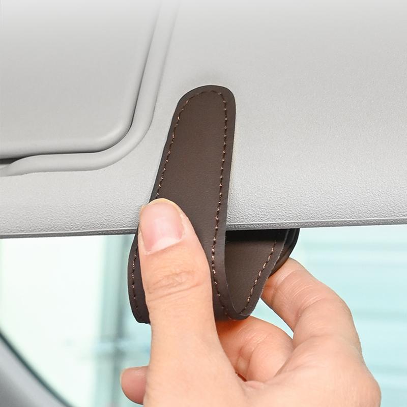 Magnetic Leather Eyeglass Hanger Clip Universal Car Sunglasses Holder Magnetic Eyeglass Hanger Clip For Cars Ticket Card Clip